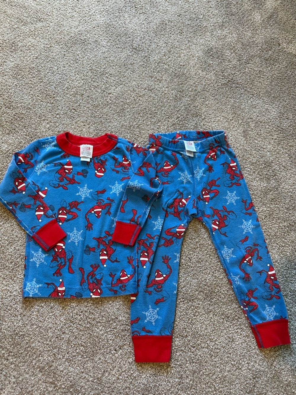 Marvel Blue and Red Spider-Pattern Holiday Kids Pajama Set